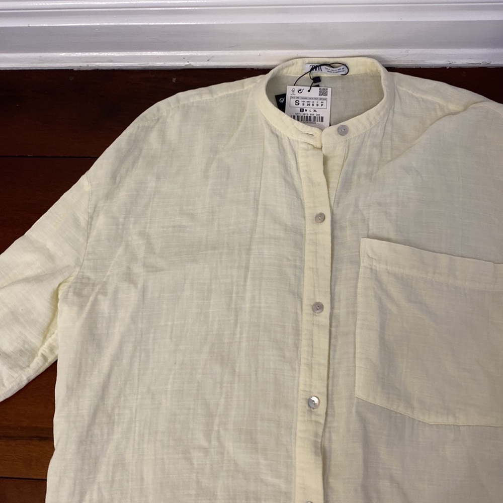 Yellow Zara linen button down - Picture 2 of 4